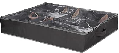 Compactor Novara Dora 12 Compartment Under Bed Shoe Storage Bag, Non Woven Polypropylene and PEVA, 76 x 60 x 15cm, Dark Grey, RAN4481