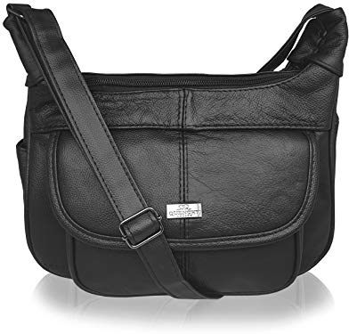 Quenchy London Lederhandtasche - Cross Body, Designer-Schultertasche mit einfachem Gurt für Damen - 5 Fächer - Echtes Kuhleder - QL747K