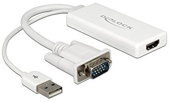 DeLOCK Adapter VGA an HDMI mit Audio, weiß, [62460]