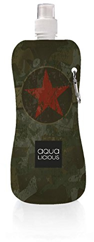 Aqua-Licious Faltbare Trinkflasche, mit Karabinerhaken, wiederverwendbar, mit Motiven