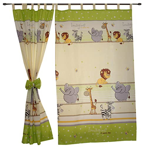 TupTam Tende con Bracciali per Camerette per Bambini 2 pz, Imagine Verde, c. 155x95 cm