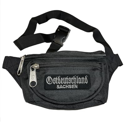 Bauchtasche Ostdeutschland Sachsen Gürteltasche mit DREI Fächern und abnehmbaren Patch in schwarz