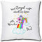 TRIOSK Einhorn Kissen lustig mit Spruch Engel Dekokissen Geschenk für Einhornfans Frauen Mädchen Kinder Zierkissen Füllung 40x40 Rosa Bunt