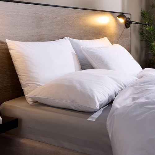 Snuggledown Luxurious Cotton Pillows 4 Pack - Hotel Quality UK-Made Bed Pillow, Back and Neck Pain Relief - 100% Cotton Cover, Ultra-Soft, Breathable & Hypoallergenic for Ultimate Comfort (48 x 74cm)