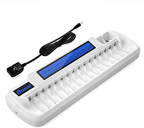 BONAI Akku Ladegerät 18 Slot Universal Schnelles Batterieladegerät LCD Smart Akkuladegerät Intelligent Battery Charger für AA AAA 9V Block NI-MH/NI-CD Wiederaufladbare Batterien