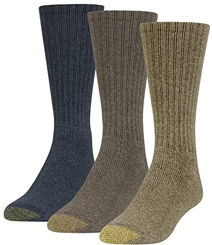 GOLDTOE Men's Uptown Crew Socks, 3-Pairs, Olive/Tobacco, Large