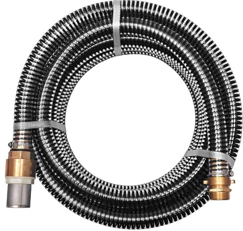 vidaXL Tuyau d'Aspiration avec Raccords en Laiton 15 m Noir Pompes de Jardin