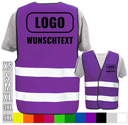 PixiPrints.com Warnweste ohne Druck * Farbe + Größe: Violett (S) * Markenware * echte Leuchtstreifen * viele Farben und Größen