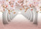 wandmotiv24 Fototapete Tunnel Rosa Blumen, M 250 x 175 cm - 5 Teile, Wanddeko, Wandbild, Wandtapete, Wasser, 3D M3935