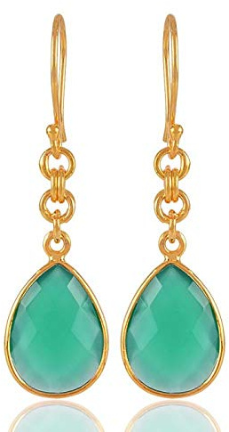 Grüner Onyx Gold über Silber Ohrhänger Geschenk