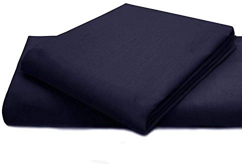 AmigoZone Cotton Percale Easy Care Polycotton Flat Sheet (Navy, Super King)
