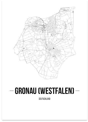 JUNIWORDS Stadtposter - Wähle Deine Stadt - Gronau (Westf.) - 60 x 90 cm Poster - Schrift B - Weiß