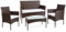 BENEFFITO Tulum - Gartenmöbel 4-Sitzer - 1 Sofa, 2 Sessel, 1 Couchtisch - Wasserabweisende und Abziehbare Kissen mit Reißverschluss - Braun/Beige