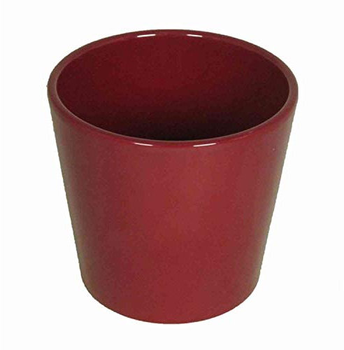 INNA-Glas Keramik Orchideenvase, Ø13,5cm, 12,5cm, weinrot - Pflanztopf/Orchideen-Blumentopf
