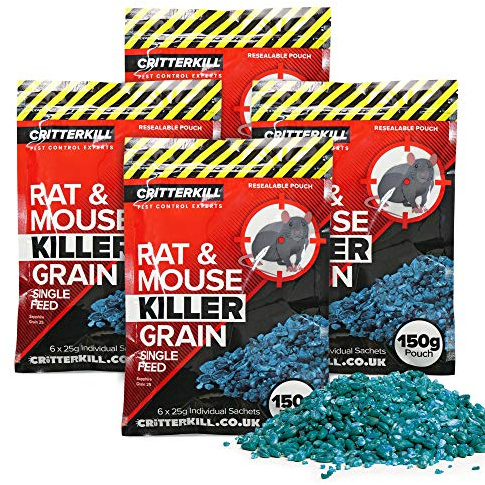 CritterKill Rat & Mouse Killer Poison Grain 150g SINGLE FEED - EXTRA STRENGTH (600g)