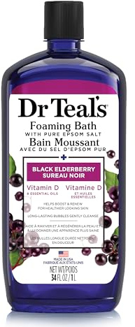 Dr Teal's Foaming Bath with Pure Epsom Salt, Black Elderberry with Vitamin D, 34 fl oz