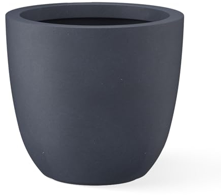 Kante Fioriera rotonda moderna per esterni/interni in calcestruzzo leggero, carbone, 14 W