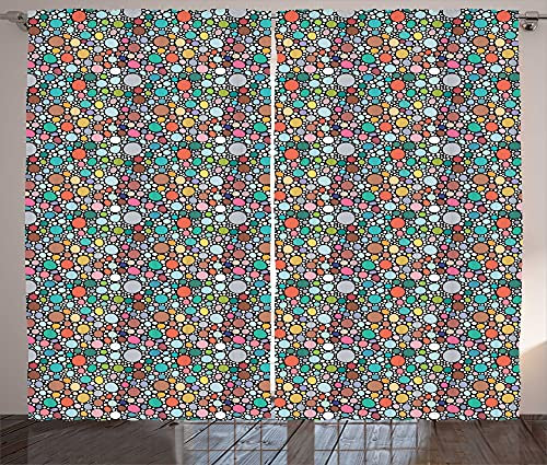 ABAKUHAUS Abstrakt Rustikaler Vorhang, Circular Egg Wie Blobs, Wohnzimmer Universalband Gardinen mit Schlaufen und Haken, 280 x 260 cm, Mehrfarbig