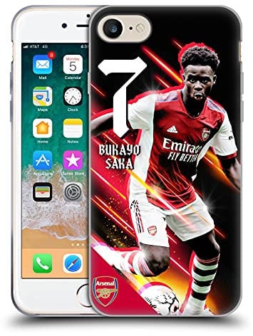 Head Case Designs Officially Licensed Arsenal FC Bukayo Saka 2021/22 First Team Soft Gel Case Compatible With Apple iPhone 7/8 / SE 2020 & 2022