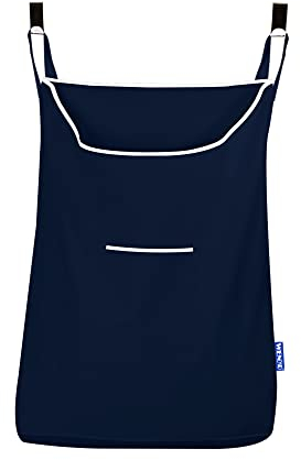 WENKO Wäschekorb zum Aufhängen, über der Tür, Korb mit Haken, für Badezimmer, Schrank, platzsparende Aufbewahrung, Wandmontage, 10 x 52 x 81 cm, Marineblau