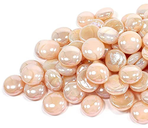 Steingrau Glasnuggets Milky Apricot irisierend 1kg (17-20mm)