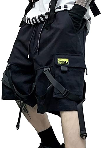 XYXIONGMAO Men's Streetwear Black Techwear Pants Gothic Cargo Tactical Shorts Joggers Cyberpunk Hip Hop Overalls for Men