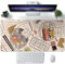 Japanese Ramen Sushi Food Desk Mat Beige XL Mouse Pad Large Full Desk Mousepad Gaming Extended Keyboard Mouse Mat Desk Pad for Computer Laptop 31.5''X15.7'' Non-Slip Rubber Base with Stitched Edges