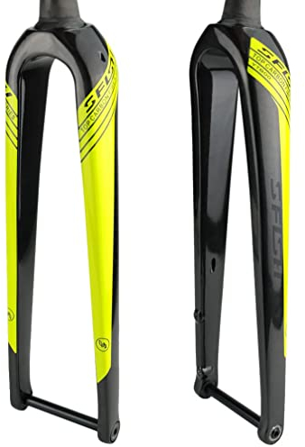 Fibra Di Carbonio Forcella Rigida 1-1/2'' Conica Freno A Disco Forcella Anteriore 12x100mm Asse Passante Forcella Per Bicicletta Per 700c Bicicletta Da Strada 26'' 27.5'' 29'' MTB ( Color : Yellow )