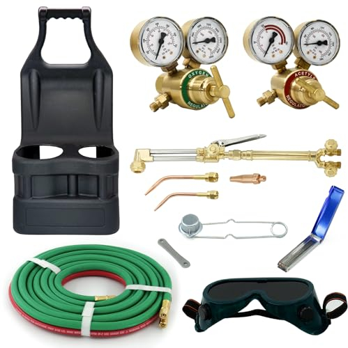 AWLOLWA Kit de Torche de Soudure Chalumeau Professionnel Portable Oxy Acétylène Noir