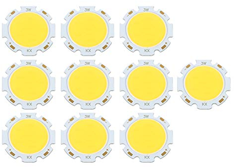 Jenngaoo 10 Stück Runder COB LED Chip, 3W Hochleistungs Birne Lampen Licht Aluminiumplatine LED Chipmodul Dekorationslicht (Natürliches Licht, 4000K)