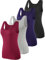 vislivin Elastische Tank Tops für Damen Unterhemden 4er Pack Schwarz/Dunkelblau/Grau/Weinrot XL