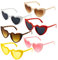 ANLIOTO 6 Stück Herz Sonnenbrille für Damen, Vintage Herzform Brille 90er Jahre Hippie Brille Kostümzubehör für Urlaub, Party, Hochzeit, Karneval, Halloween, Weihnachten