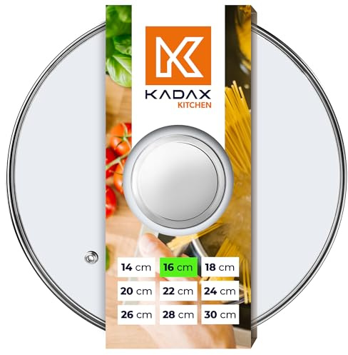 KADAX Glasdeckel, Topfdeckel Ø16 cm mit Silbergriff, hitzebeständig, mit Dampfloch, Universaldeckel für Töpfe & Pfannen, klare Sicht, dicht schließend