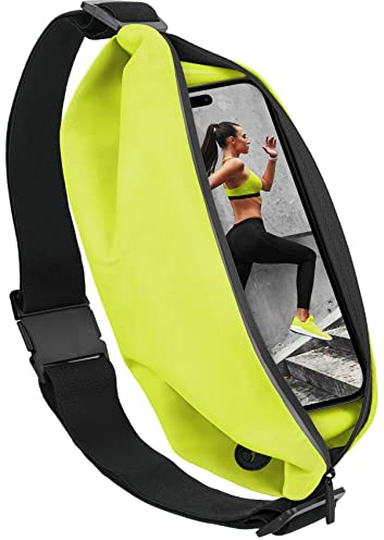 moex® Easy Bag für Samsung Galaxy A71 Laufgürtel für Handy, Lauftasche Jogging, Handytasche zum Joggen, Sport Bauchtasche wasserdicht, Fitness Running Belt – Neon Gelb