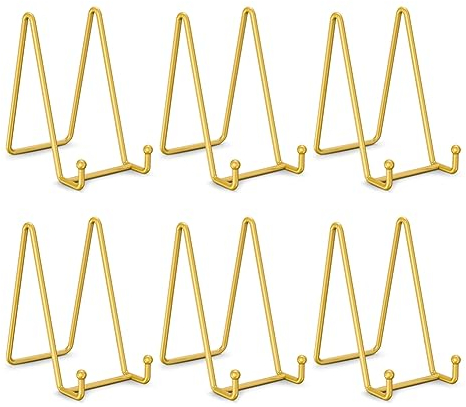 Povxlum 6pcs Plate Stands for Display - 6 Inch Plate Holder Display Stand + Metal Frame Holder Stand for Decorative Plate, Photo Easel