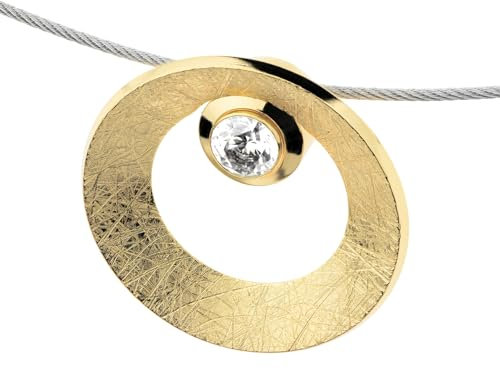 Ernstes Design Anhänger AN977 vergoldet evia 17 mm mit Zirkonia Edelstahl gekratzt