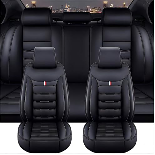PEIXEN Auto Sitzbezüge für BMW X1 F48 2016 2017 2018 2019 2020 2021, Leder 5 Sitzer Wasserdicht Atmungsaktiv Sitzschoner Sitzbezügesets, Autozubehör,Black