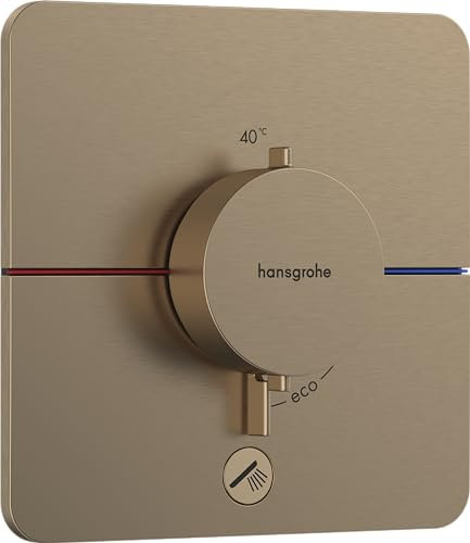 hansgrohe ShowerSelect Comfort Q - Thermostat Unterputz mit zusätzlichem Abgang, Armatur mit Sicherheitssperre (SafetyStop) bei 40° C, Thermostat, Mischbatterie für 1 Verbraucher, Brushed Bronze