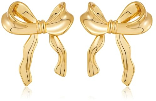 LILIE&WHITE Gold Schleifen Ohrringe Schmetterlingsohrstecker für Damen, Hypoallergene, Langlebig, Stilvolles Design – Geschenk für Damen