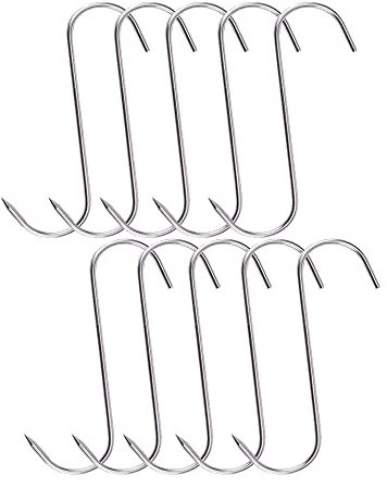 10 Pezzi Gancio da Macellaio, Ganci Carne, Ganci Carne Cucina, Gancio Carne Acciaio Inossidabile, Gancio a S Carne, Ganci Macellaio Acciaio Inox, per Appendere Carne, Manzo, Arrosto, Pancetta