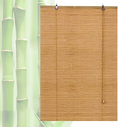 Natür Schilfrollos Für Außen Anpassbar Bambus Raffrollo Breite 45 50 55 60 65 70 75 80 85 90 95 100 105 110 115 120 125 130 135 140 145 150 155 160 165 170 175 180cm Sichtschutz Rollo Anti-UV
