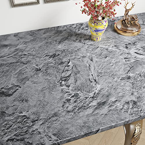 FunStick Grey Stone Marble Wallpaper Marble Effect Self Adhesive Vinyl Grey Kitchen Vinyl Wrap for Table Top Washable Bedroom Wallpaper Stone Effect Grey Marble Sticky Back Plastic for Worktop 40CM×2M