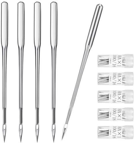 GEEHUA Jersey Nadeln Für Nähmaschine, Universal Nähmaschinennadeln, Größe 100/16 normale Heimnähnadeln für kompatibel mit Nähmaschinen für verdickte Stoffe(50)