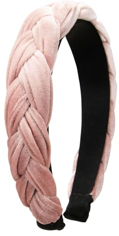 Alpenflüstern Trachten-Haarreif Samt Flechtoptik - Damen Haarschmuck rutschfest, Haarband geflochten fürs Dirndl ADV132 (puder-rosa)