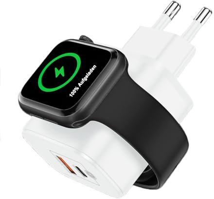 Magicbox 3-in-1-Ladestecker für kabellose Uhren,mit magnetischem kabellosem Laden und Dual-Port-PD/QC-Schnellladung für iWatch,iPhone, Android und andere Digitale Geräte