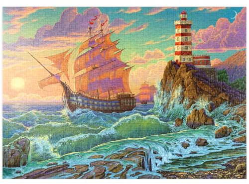 MyPuzzle Das Geheimnis der Leuchtturminsel - Premium 1000 Teile Puzzle - MyPuzzle Sonderkollektion von Puzzle Galaxy