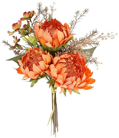 Bouquet di fiori artificiali Protea, 43 cm, bouquet di carciofo, cardo di seta, fiori artificiali, bouquet, decorazione per matrimonio, casa, autunno, fiore d'autunno, fiore, centrotavola, arancio