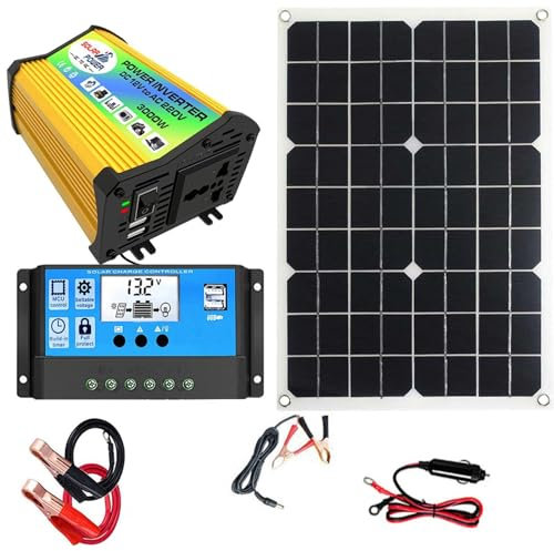 Kit de panneau solaire – Contrôleur de charge solaire 30 A, onduleur de contrôleur de panneau solaire 12 V | Kit de panneau solaire hors réseau avec onduleur 3000w, Kit de démarrage de panneau solaire