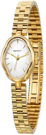 BERNY Gold Uhr Für Frauen Zierliche Damen Quarzuhr 3ATM Wasserdicht Mode Weibliche Armbanduhr Luxus Armband Uhren Idear Geschenk für Mädchen