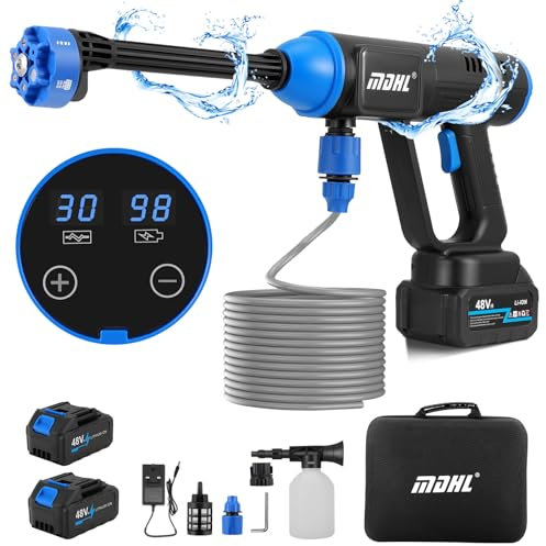 Cordless Pressure Washer Brushless Motor, 725PSI Portable Power Washer with LED Display,2x15Ah Battery Jet Wash Pressure Washer with Touch Control/6-in-1 Nozzle/10M Hose for Car Garden Cleaning